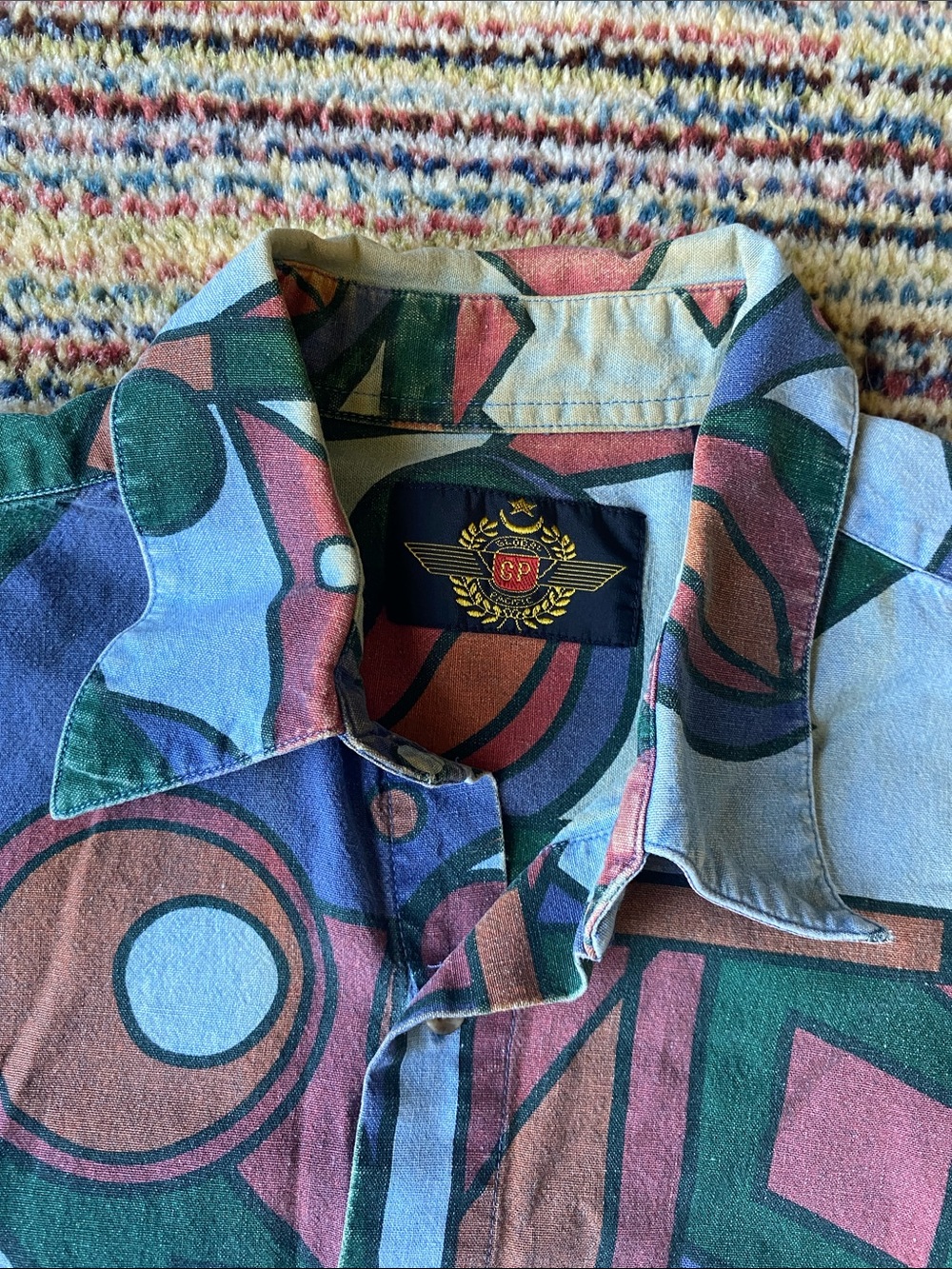 ⚡️Vintage geometric print chambray shirt - Picture 2 of 10